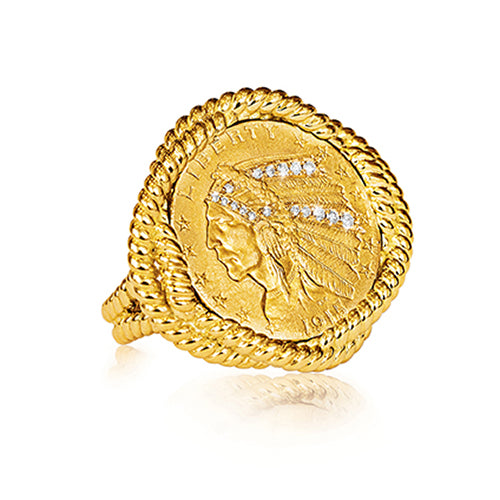 Widow's Mite Coin mounted 14k Gold Filigree Ring - Made in Israel